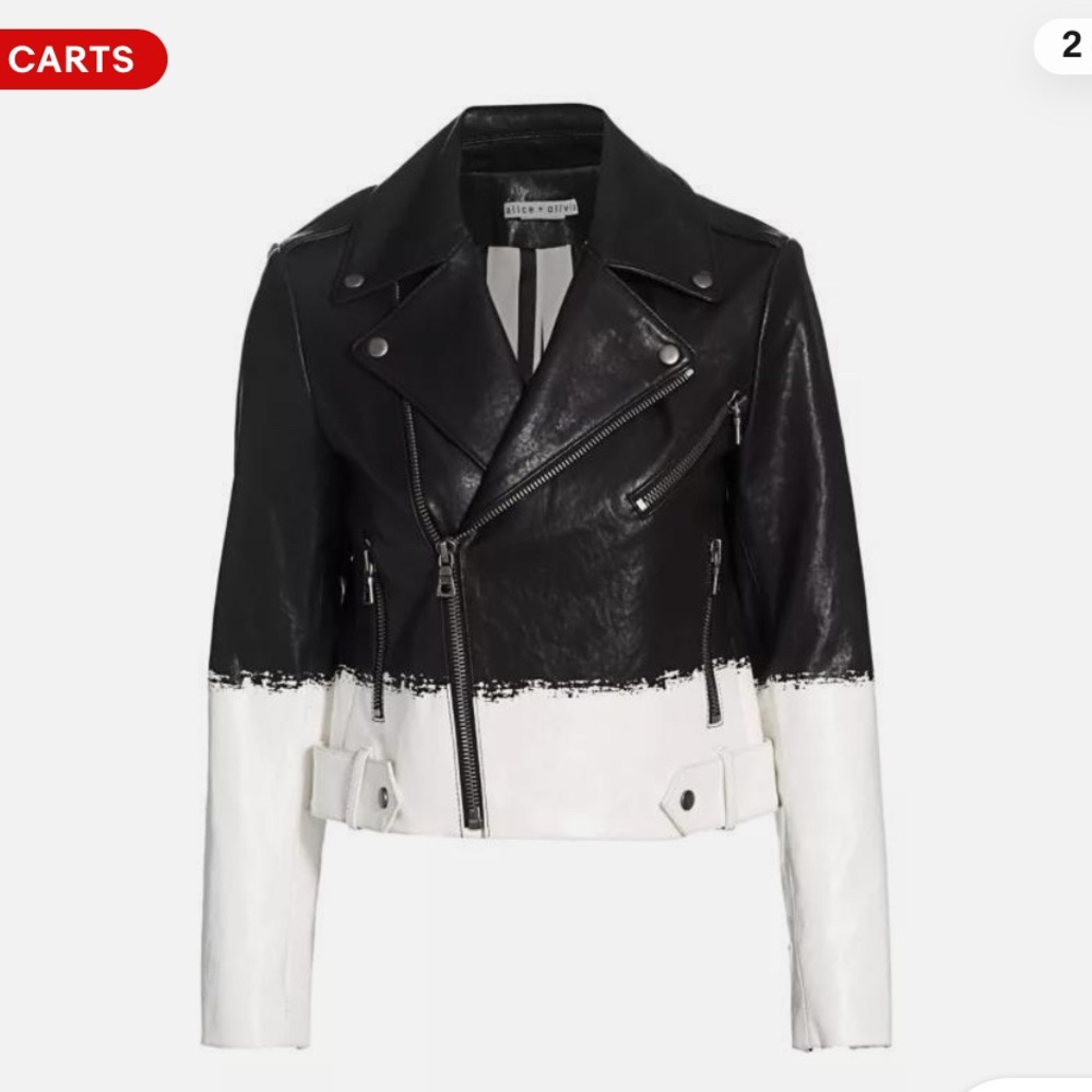 Alice + Olivia Black and White Leather Jacket